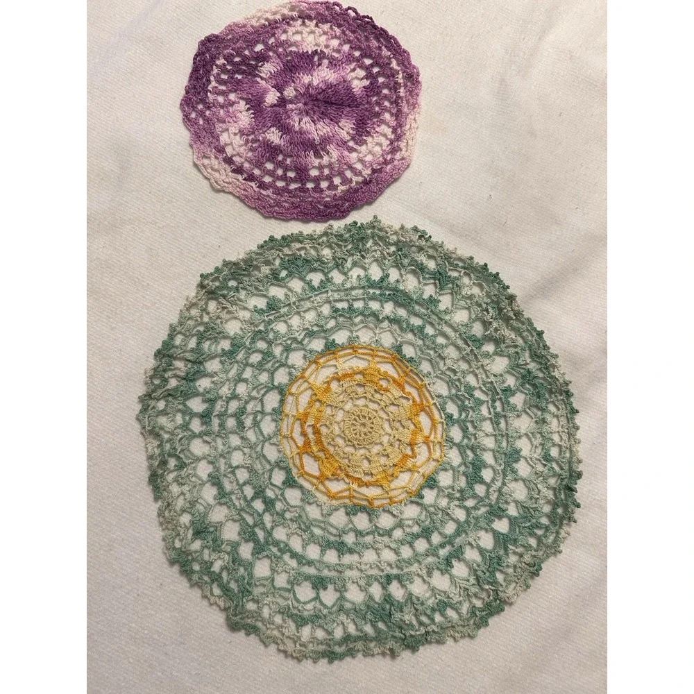Vintage Hand Made Lot Of 2 Doilies